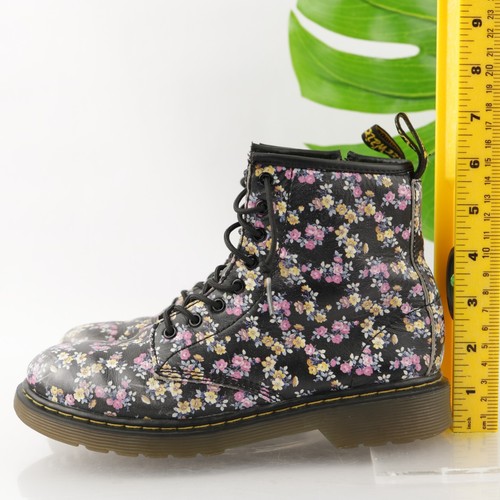 Dr Martens Girls Mini Tydee Boots Size 3 Black Pink Floral Lace Up Combat Shoe - Picture 7 of 12