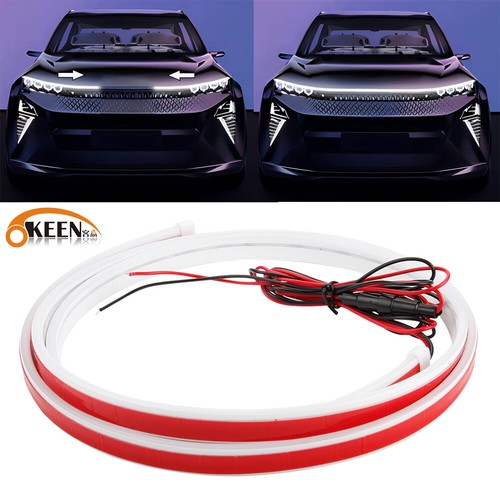 120cm Dynamic Scan Start Up Car LED Hood Light Strip Glow Daytime Running Light eBay