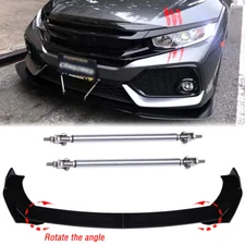 Front Bumper Lip Spoiler Splitter Body Kit +Strut Rods For Honda Civic Hatchback