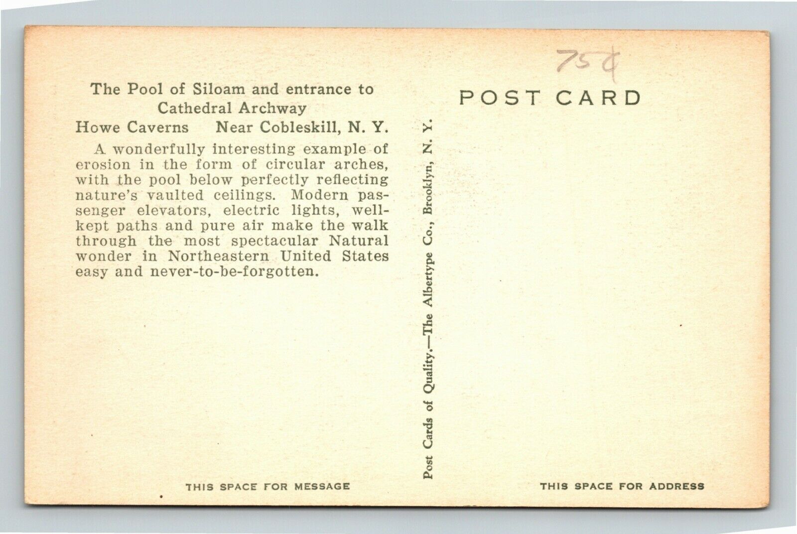 Howe Caverns NYNew York, The Pool Siloam, Entrance, Vintage Postcard eBay