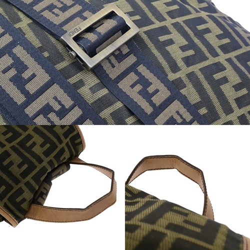 FENDI Logo Zucca Backpack Bag Canvas Leather Brown Khaki Made in Italy 18ED662 - Picture 8 of 17
