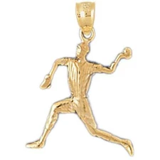 New 14k Yellow Gold Baseball Pitcher Pendant