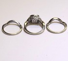 10K white gold halo 1.32ct SI2 diamond engagement ring 2 wedding bands set 6.8g — photo 5