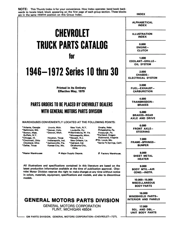 1946 - 1972 Chevrolet Truck LD Parts Catalog Book - Image 2 of 4
