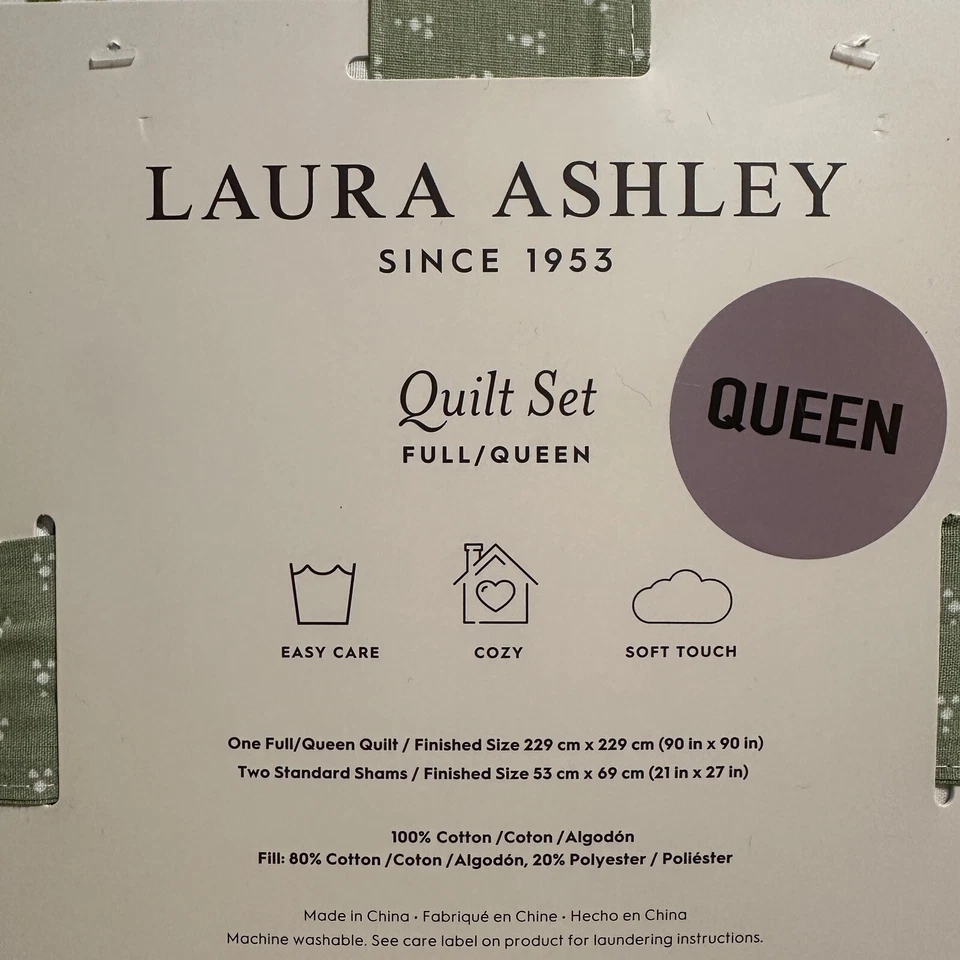 Juego completo de edredón de algodón Laura Ashley Merry Pine Christmas Holiday/Queen Foto 2 de 4