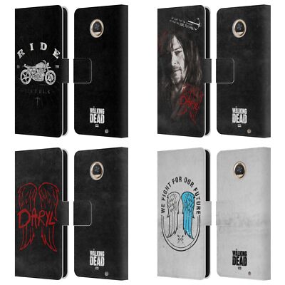 AMC THE WALKING DEAD DARYL DIXON ICONIC LEATHER BOOK CASE FOR MOTOROLA PHONES 2