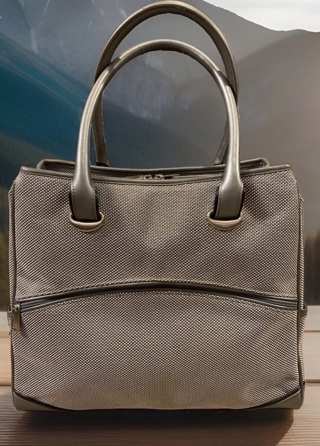 TUMI-LT, Expandable  tote Bag,Carbon fiber Silver Gray / Leather Trm See Details image 3