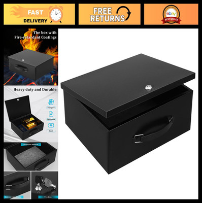 Portable Fire Resistant Safe Box with Key Lock - X Large Document Storage, Home