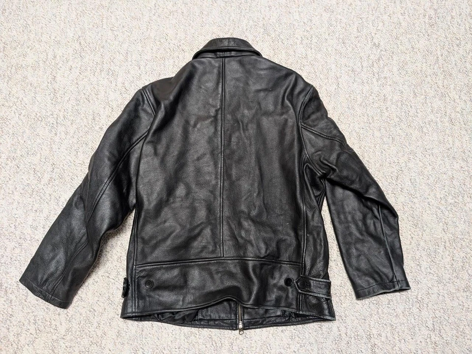 vintage 1990s motorcycle jacket J CREW leather M black y2k moto - Image 2 of 4