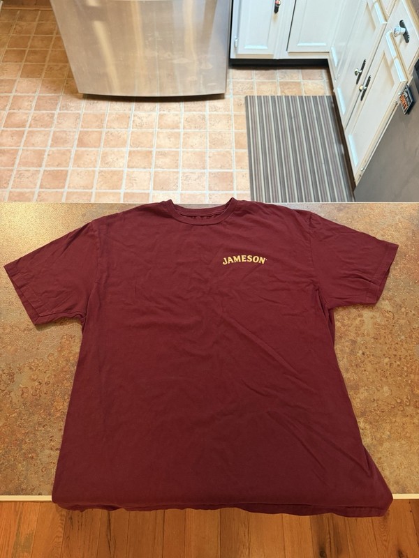 Jameson Burgundy Distillery Theme Advertising Shirt T-Shirt Branded Apparel