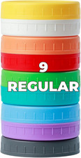 9 Pack Regular Mouth Colored Plastic Mason Jar Lids Replacement for Canning Jars