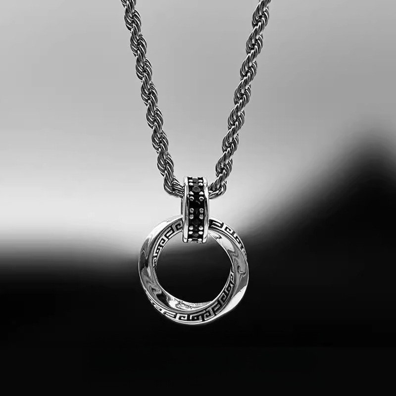 Anillo Mobius Colgante Collar Cadena Para Hip Hop Hombres y Mujeres Personalidad Neutral