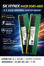 NEW OEM Hynix / Samsung 64GB DDR5 (2x32GB) PC5 34800 4800 UDIMM Desktop Memory