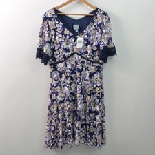 Rabbit Rabbit Rabbit Lace Dress Womens 18 Lavender Short Sleeve Knee Length Midi