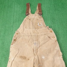 Carhartt Bib Overalls Mens 34x30 Duck Canvas Quilt Lined Double Knee R02 BRN