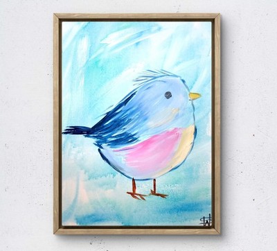Hello baby chic expressionism modern wall art painting 14X11 canvas original
