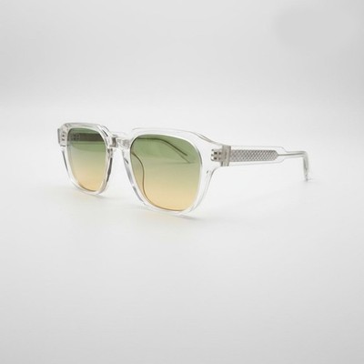 Quadratische Sonnenbrille im Moscot-Stil mit transparenter Fassung und Verlaufsgläsern