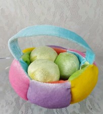 Build A Bear Easter Basket With Eggs Pink Purple Yellow Blue Pastel Velvet Bunny