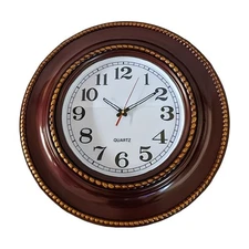 20"H Brown Golden Traditional Round Wall Clock