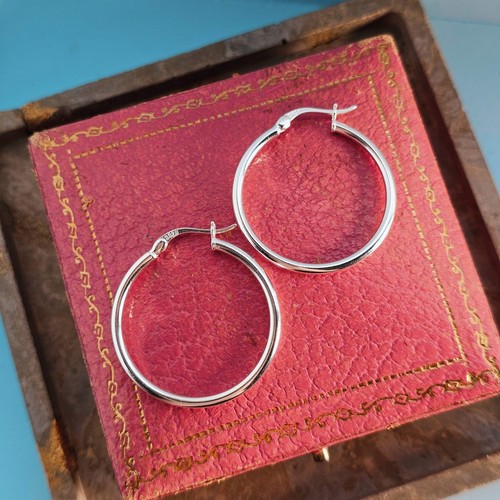 Solid Sterling Silver Essential Hoop Earrings - Vintage Hoops - 3cm