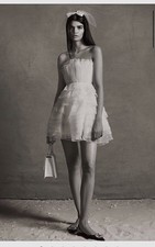 BHLDN White Tiered Pleated Ruffle Mini Dress NWT Bridal Reception XS