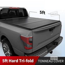 5ft Bed Hard Truck Tonneau Cover For 2005-2024 Nissan Frontier Folding Tri-fold