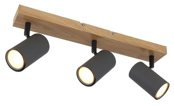Globo G Robby Strahler Metall Holzoptik, 3X GU10, Deckenleuchte, IP20, Design-St-image