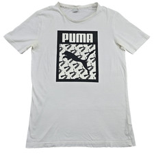 Puma Men's White S Short Sleeve Cotton T-Shirt Cat Logo Crew Neck