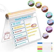 Led Note Board with Colors, Dual-Sided Acrylic Message Board Led Drawing Writ...