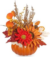 KüNstlicher KüRbis Mit Sonnenblumen Dahlien AhornbläTtern Beeren Dekoration