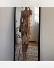 SHEIN Multicolor Striped Knit Tank Midi Dress M Strappy Sleeveless Scoop Neck