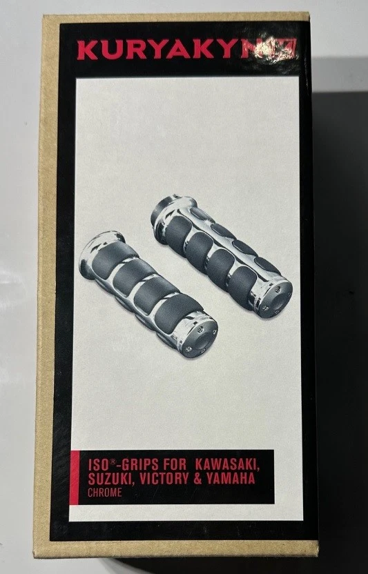 Рукоятки Kuryakyn 6235 ISO с хромированными акцентными кольцами 5-3/4 дюйма для метрических мотоциклов - Изображение 3 из 4