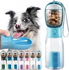 Portable Water Bottle for Dogs, 3 in 1 Pet Travel Bowl Dispenser with Food