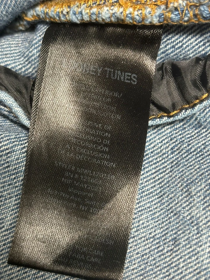 Винтажный членов только пространства Jam Looney Tunes синий джинсовой ткани Jean трек куртка размер S  - Изображение 4 из 4