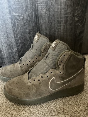 Nike Air Force 1 High Suede Dark Stucco Gray Size 8.5 No Laces AA1118-002 Flaws