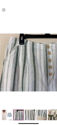 By Anthropologie Beachgoer gestreifte Leinenmischung Knopfleiste hoher Bund Shorts 12 - Bild 2 von 12