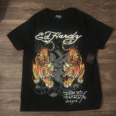 Vintage retro Ed Hardy short sleeve black color shirt reprint VK05835