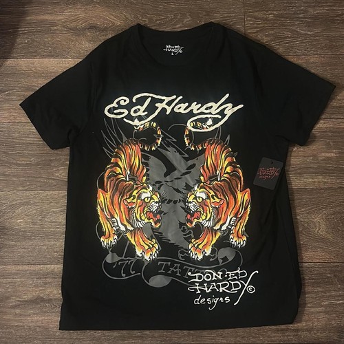 Vintage retro Ed Hardy short sleeve black color shirt reprint VK05835 ...