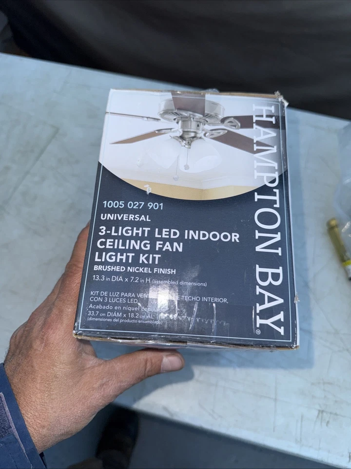 Hampton Bay 3-Light Brushed Nickel Ceiling Fan Shades LED Light Kit, 91382 - Image 3 of 4