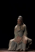 Wood Painted Guan Gong Immortal Seated Buddha Guan Yunchang general Worship Hall