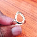 925 Silver Pear Cabochon Ring Mount 10x15 DIY Jewelry Making Jewelry Gift Ring