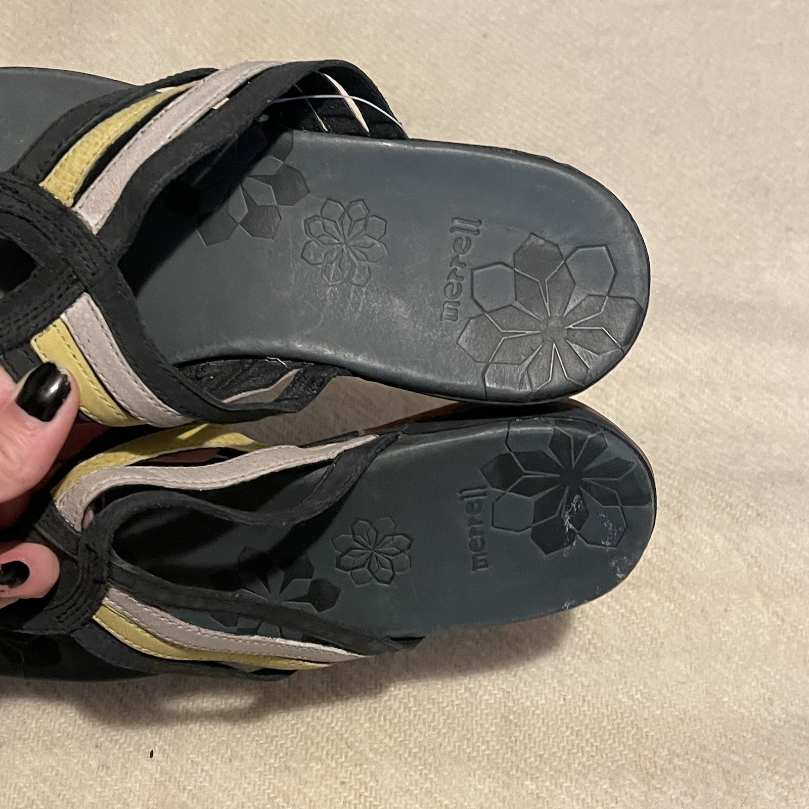 Sandali donna Merrell taglia 9 blu navy Lidia infradito pelle