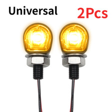 Universal 2x Led Motorcycle Turn Signal Indicator Amber Blinker Light Mini Lamp