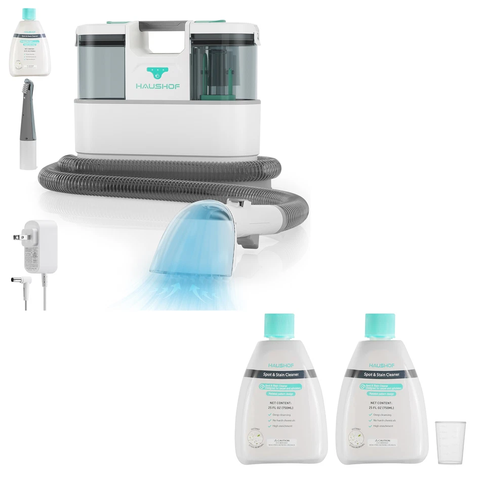 HAUSHOF Akku Teppich Polster Reiniger Brushless 2x750ml Fleckenreiniger