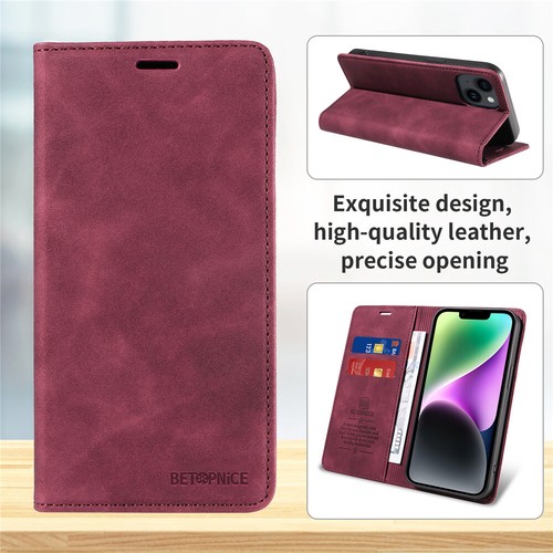 For iPhone 16e 15 14 13 12 11 Pro Max 8+ SE Case Wallet Leather RFID Flip Cover - Picture 6 of 66