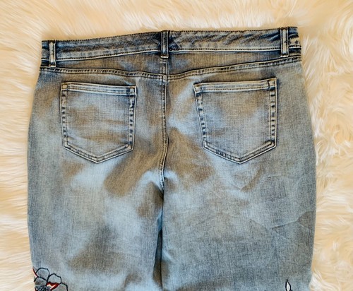 Pantalones de mezclilla florales en dificultades Style&co talla 18 recortados para mujer novio - Imagen 9 de 12