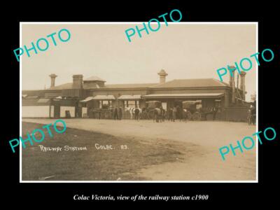 OLD 8x6 HISTORIC PHOTO OF COLAC VICTORIA VIEW OF THE RAILWAY STATION c1900