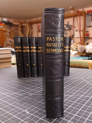 1917 Leather Pastor Russell's Sermons Original Book with NEW Cover & Gold Edges