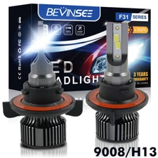 BEVINSEE 9008 H13 LED Headlight Bulbs Hi/Low Beam 50W 6000LM 6000K Bright Light