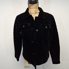 NWT Coldwater Creek Diamond Quilted Jacket Black Velvet PS Size Petite 6-8